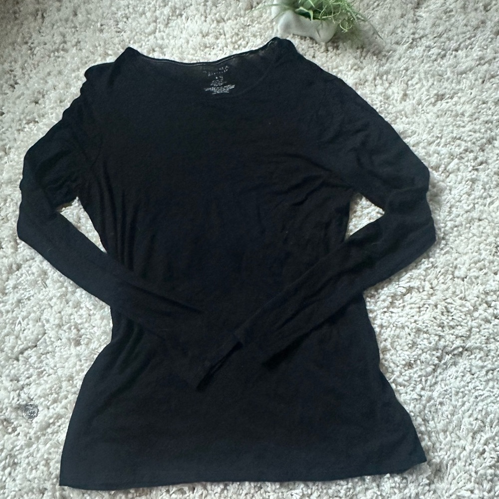 Simple casual Sonoma long sleeve crewneck black comfy chic shirt top.